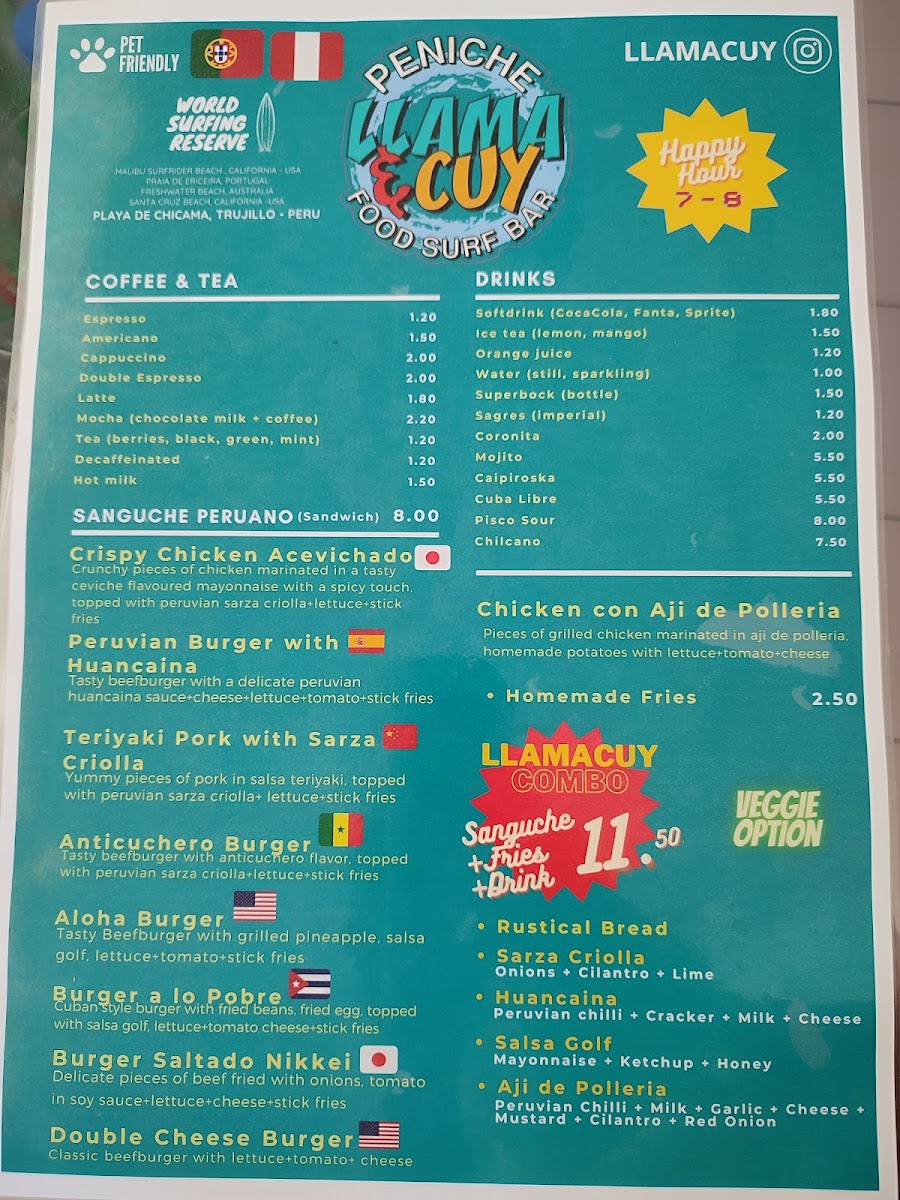 Menu Llama & Cuy Latin Hamburguer/bar-1