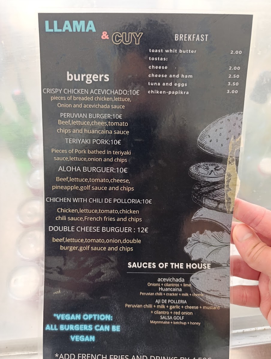 Menu Llama & Cuy Latin Hamburguer/bar-2