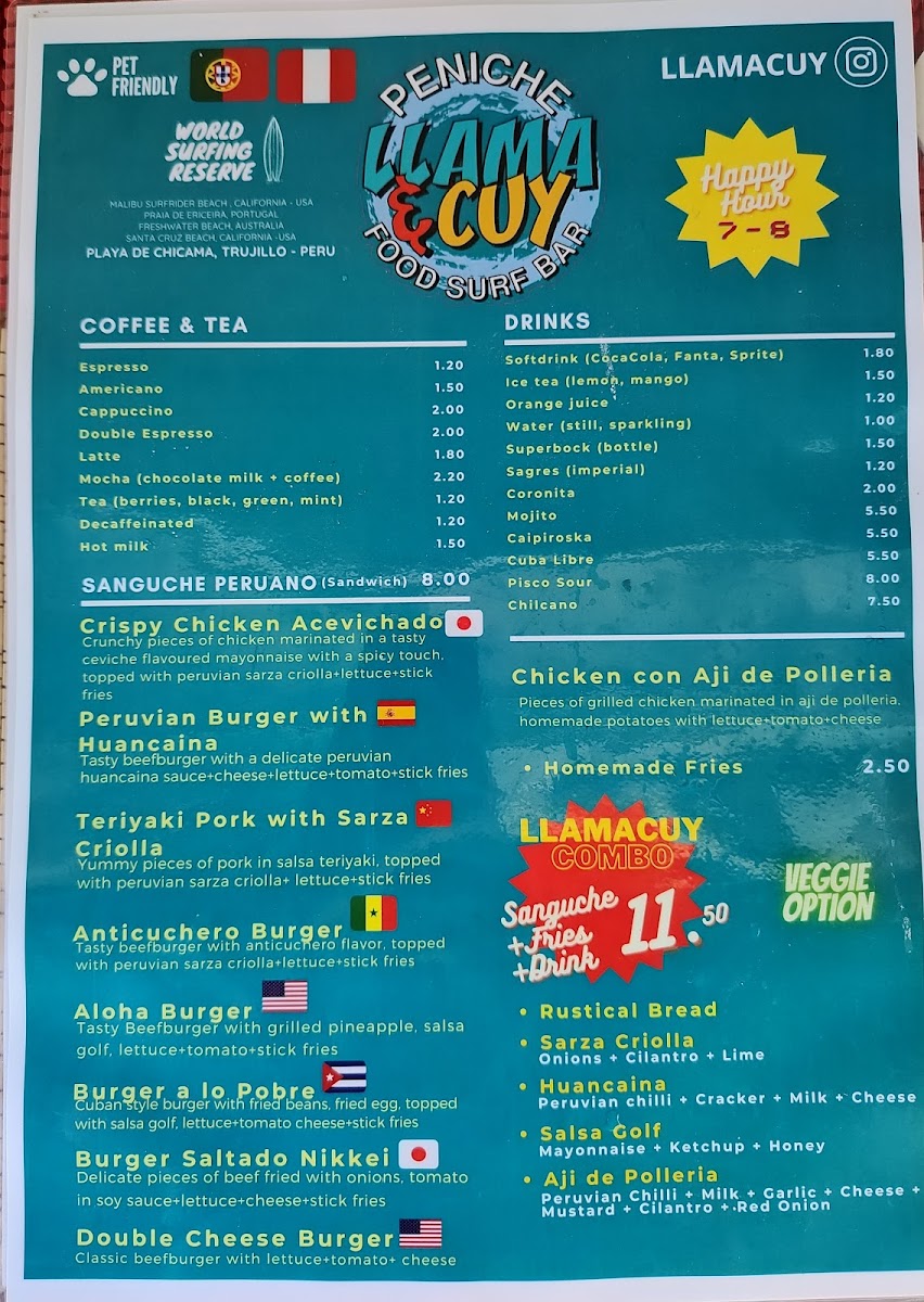 Menu Llama & Cuy Latin Hamburguer/bar-3